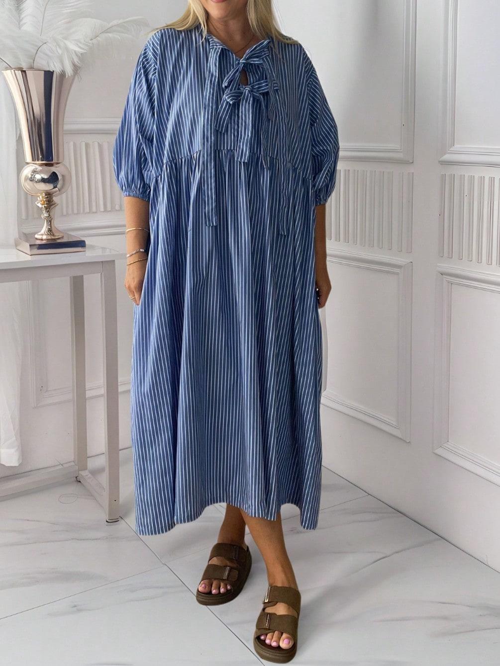 KOSZULOWA SUKIENKA MIDI W PASKI OVERSIZE