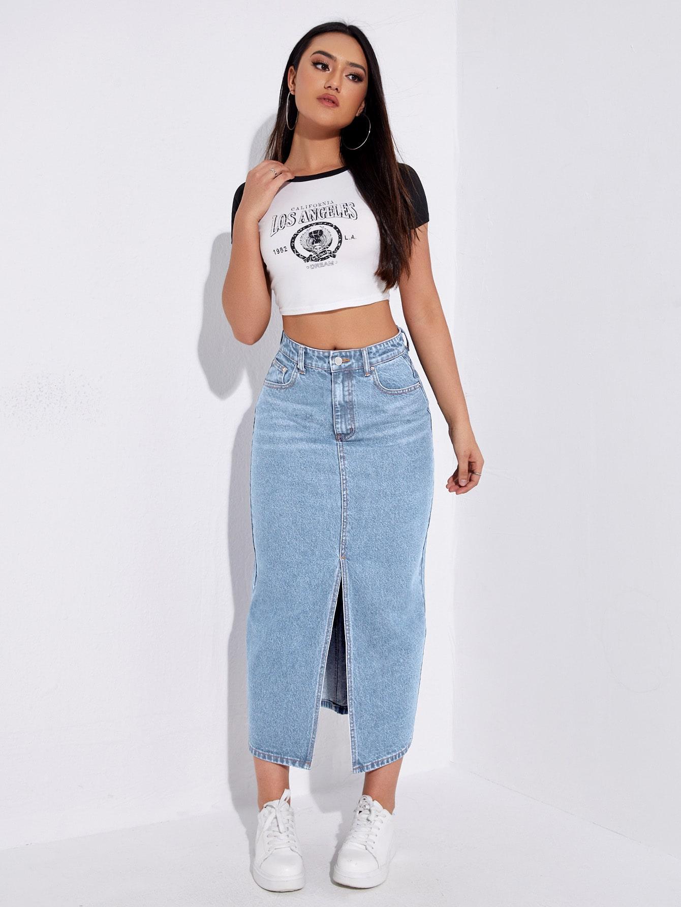 SPÓDNICA JEANS ROZCIĘCIE