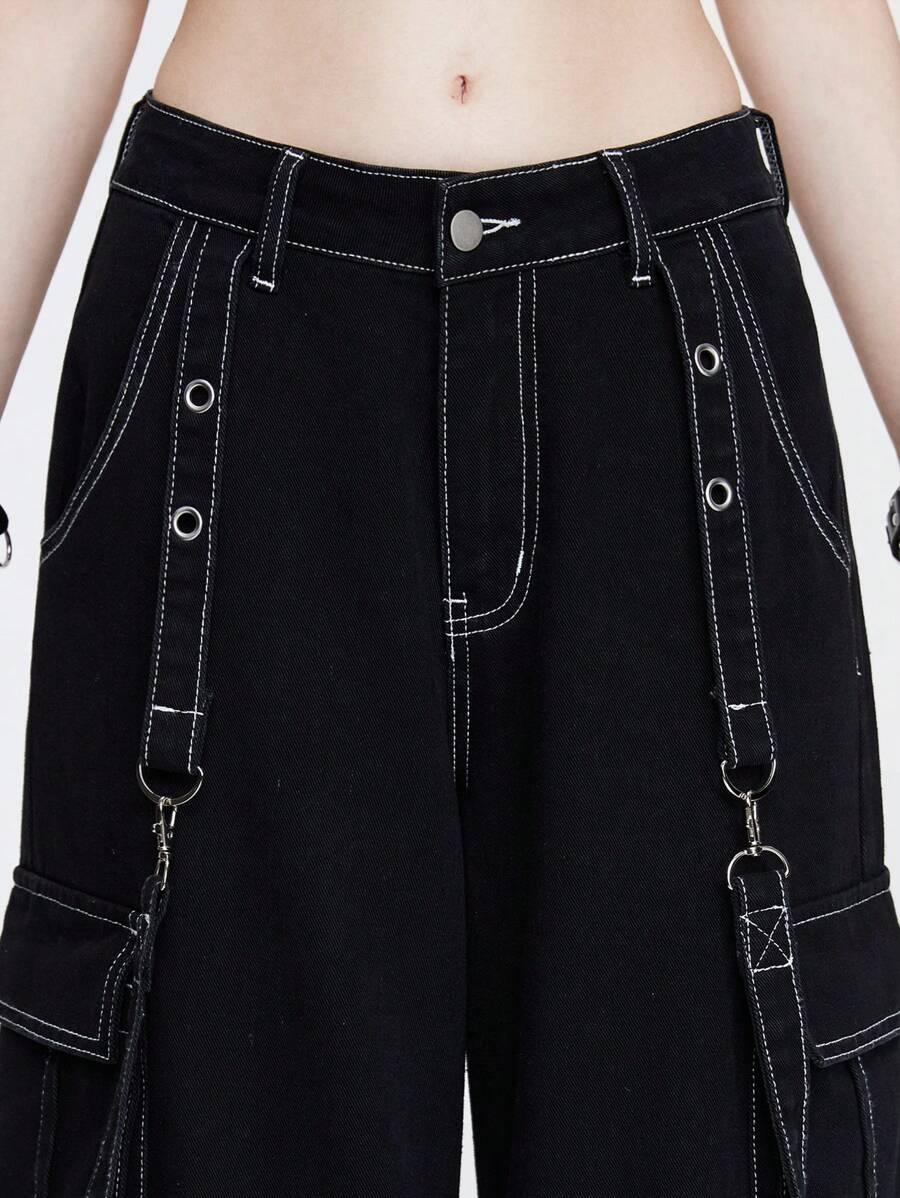 czarne spodnie 2w1 jeans