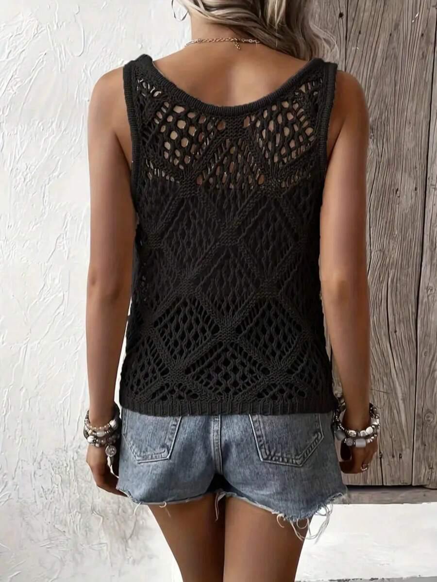 czarny dzianinowy top
