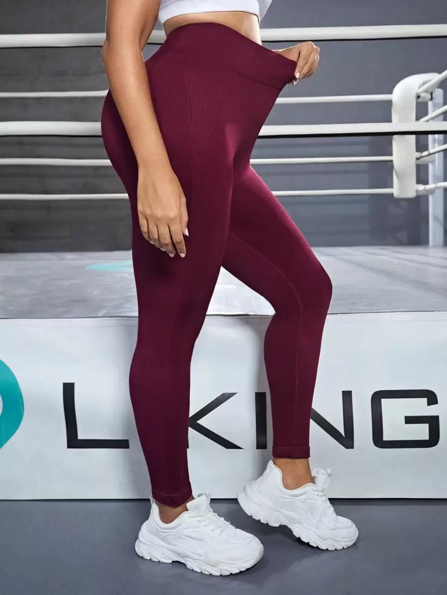 bordowe LEGGINSY WYSOKI STAN