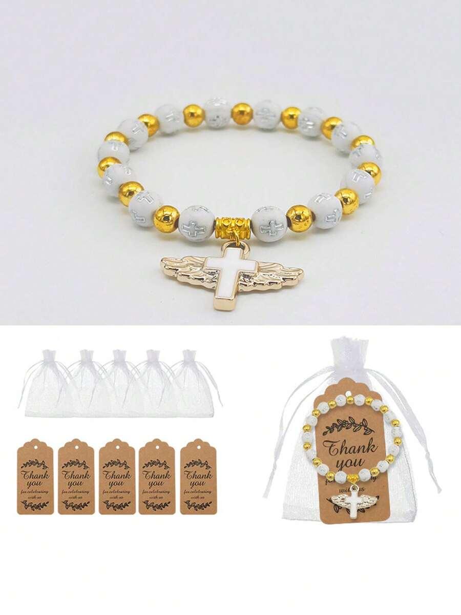 złota bransoletka krzyżyk 2-pack