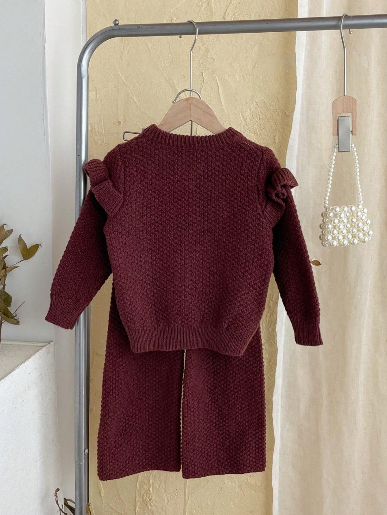 SWETER SPODNIE KOMPLET DZIANINA