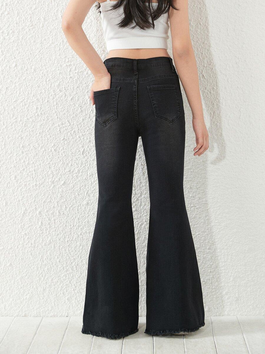 spodnie jeans dzwony przetarcia 