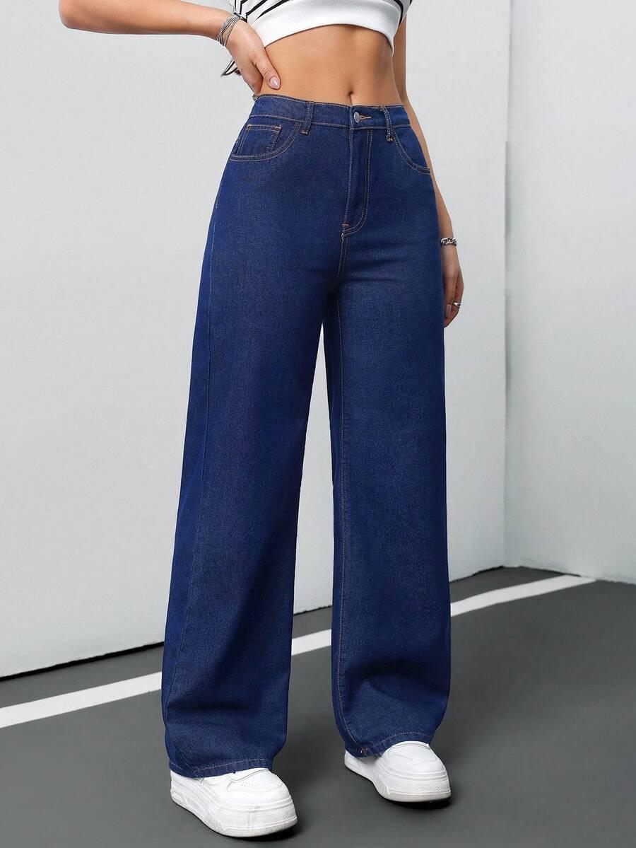 GRANATOWE SPODNIE JEANS