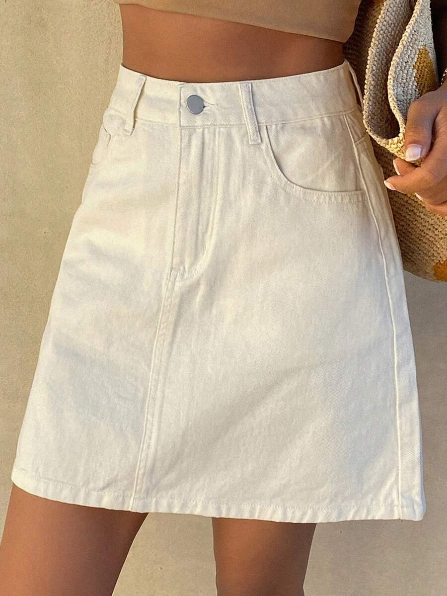 kremowa mini spódnica jeans