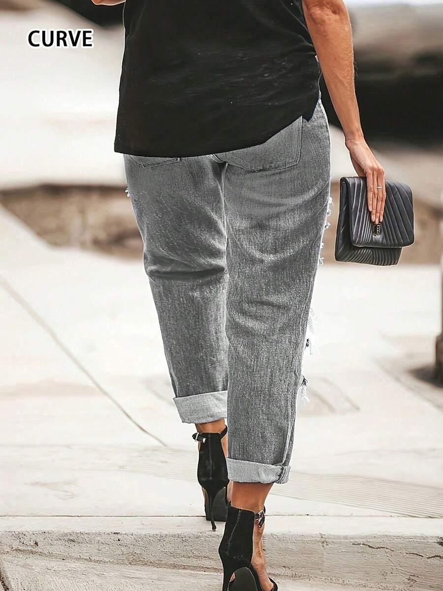 SZARE SPODNIE JEANS