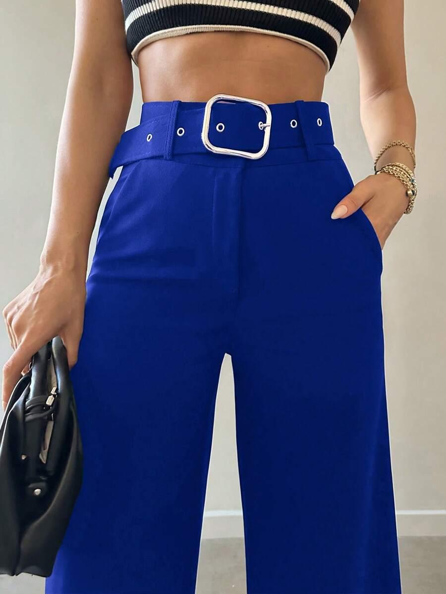 ELEGANCKIE PROSTE SPODNIE WYSOKI STAN