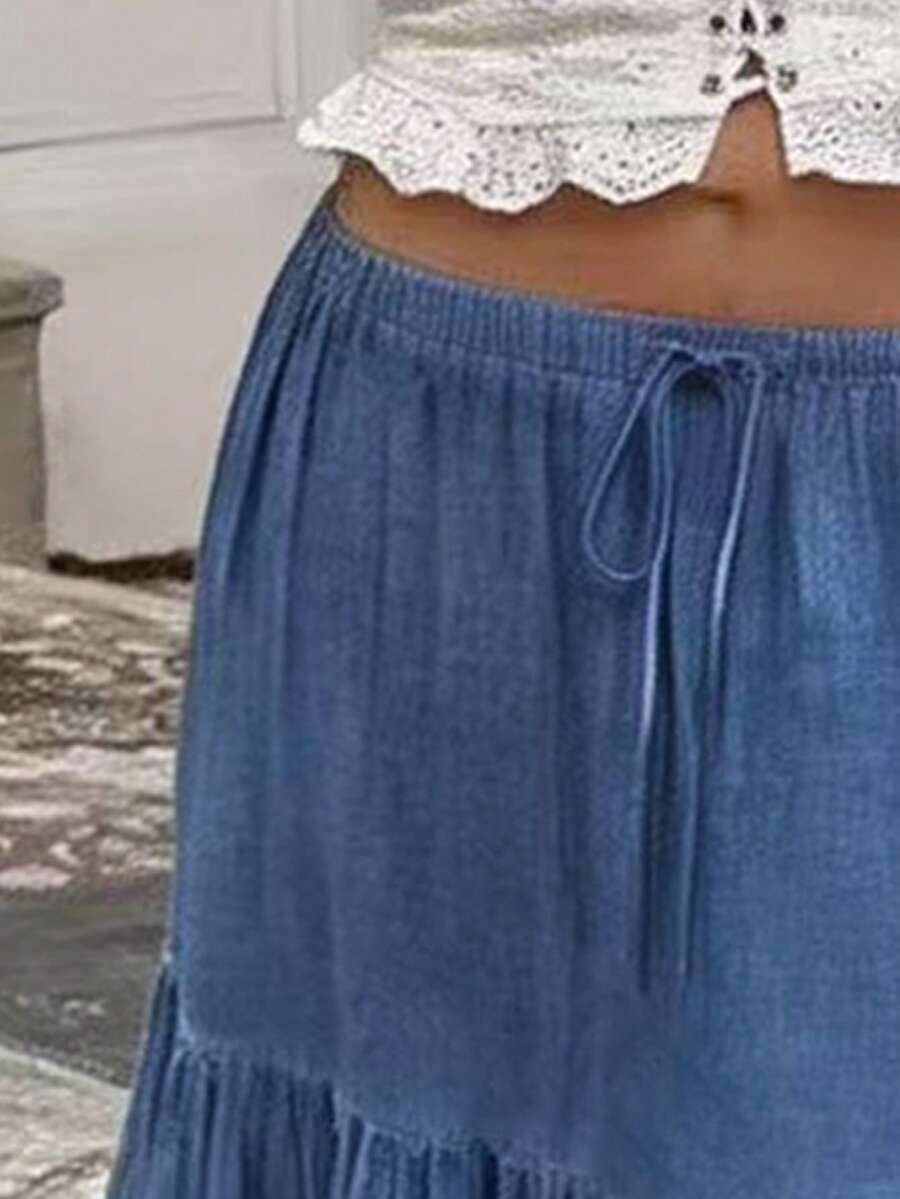 NIEBIESKA MAXI SPÓDNICA JEANS 