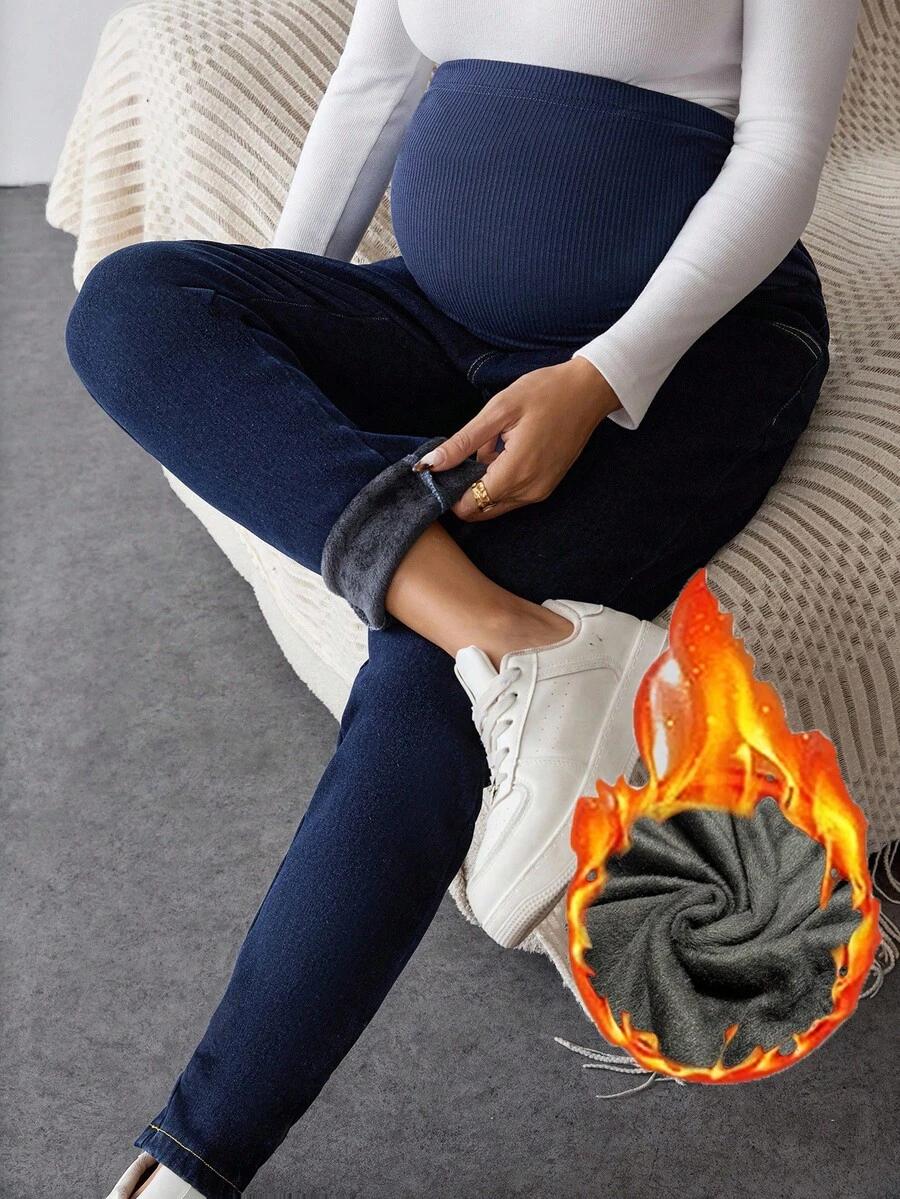 niebieskie ciążowe jeansy