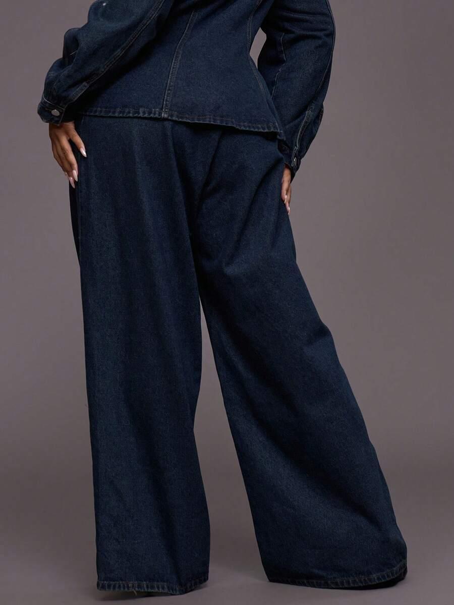 GRANATOWE SPODNIE JEANS