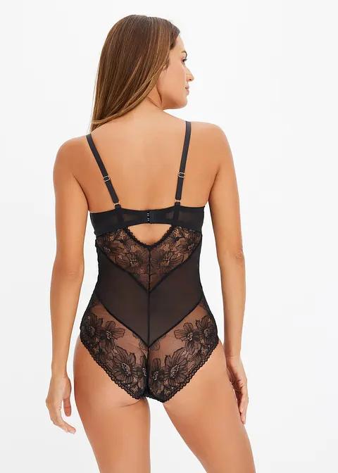 CZARNE KORONKOWE BODY
