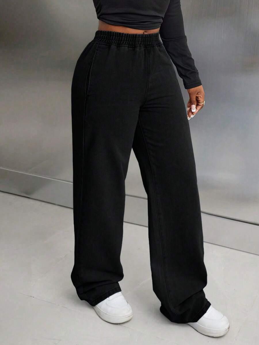 CZARNE SPODNIE JEANS