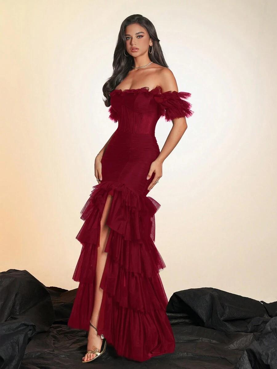 BURGUNDOWA MAXI SUKIENKA