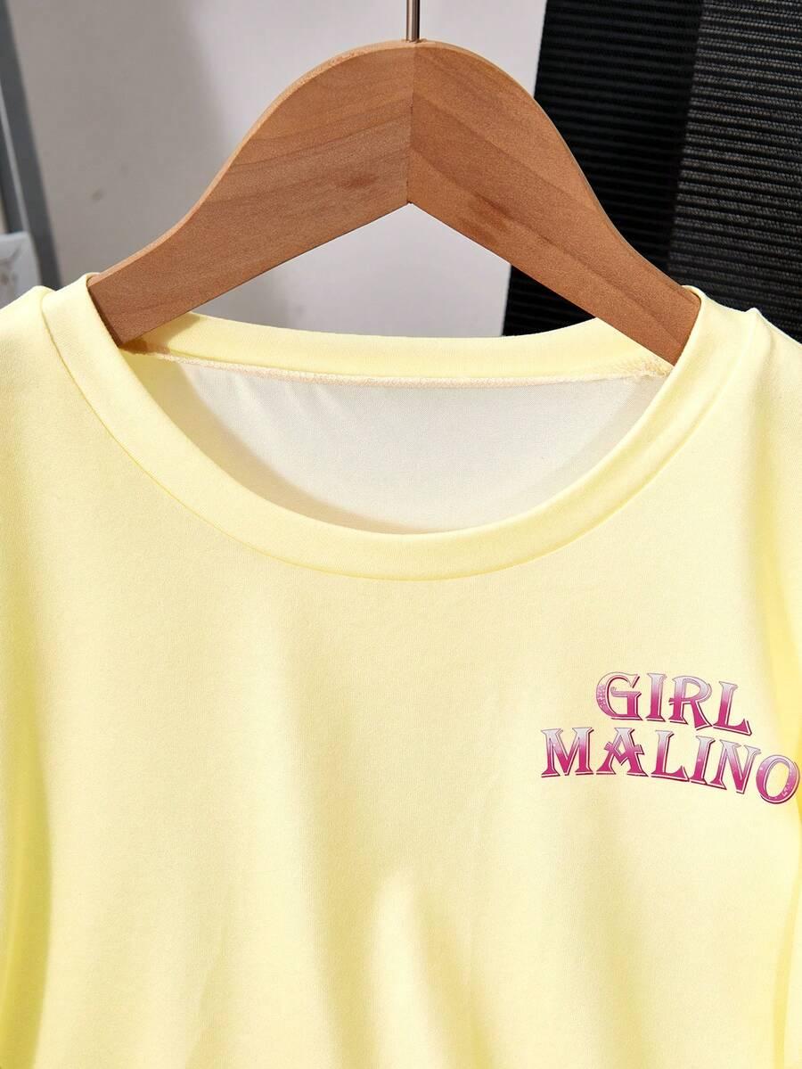 żółty t-shirt print