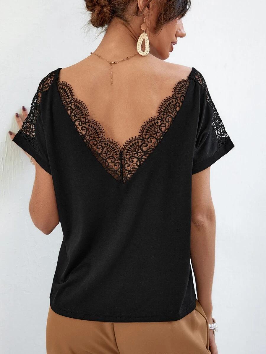 czarna bluzka v neck