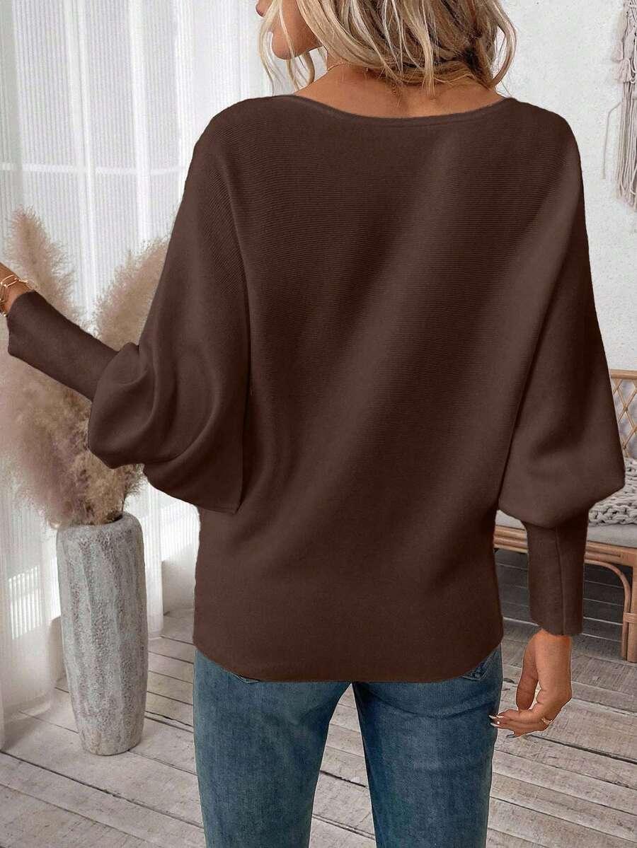 BRĄZOWY SWETER DŁUGI RĘKAW
