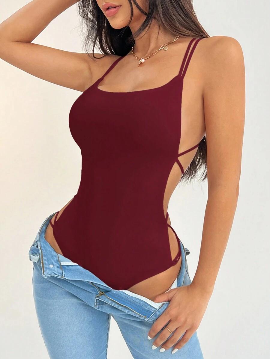 bordowe body odkryte plecy