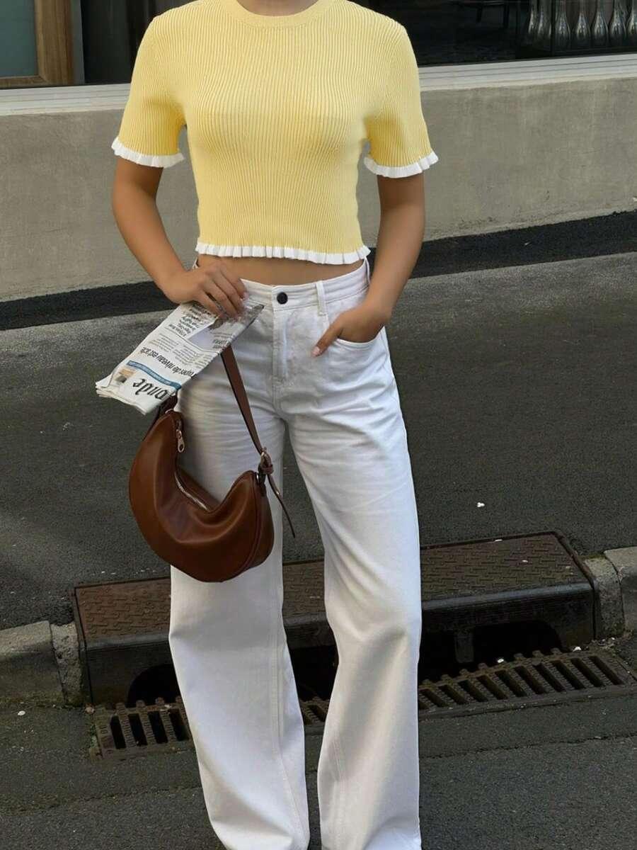 DZIANINOWA BLUZKA FALBANY