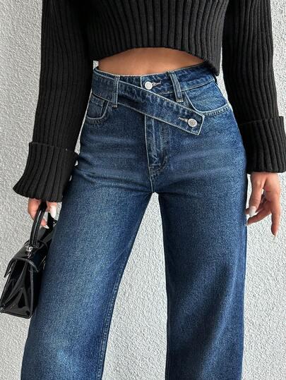 GRANATOWE SPODNIE JEANS
