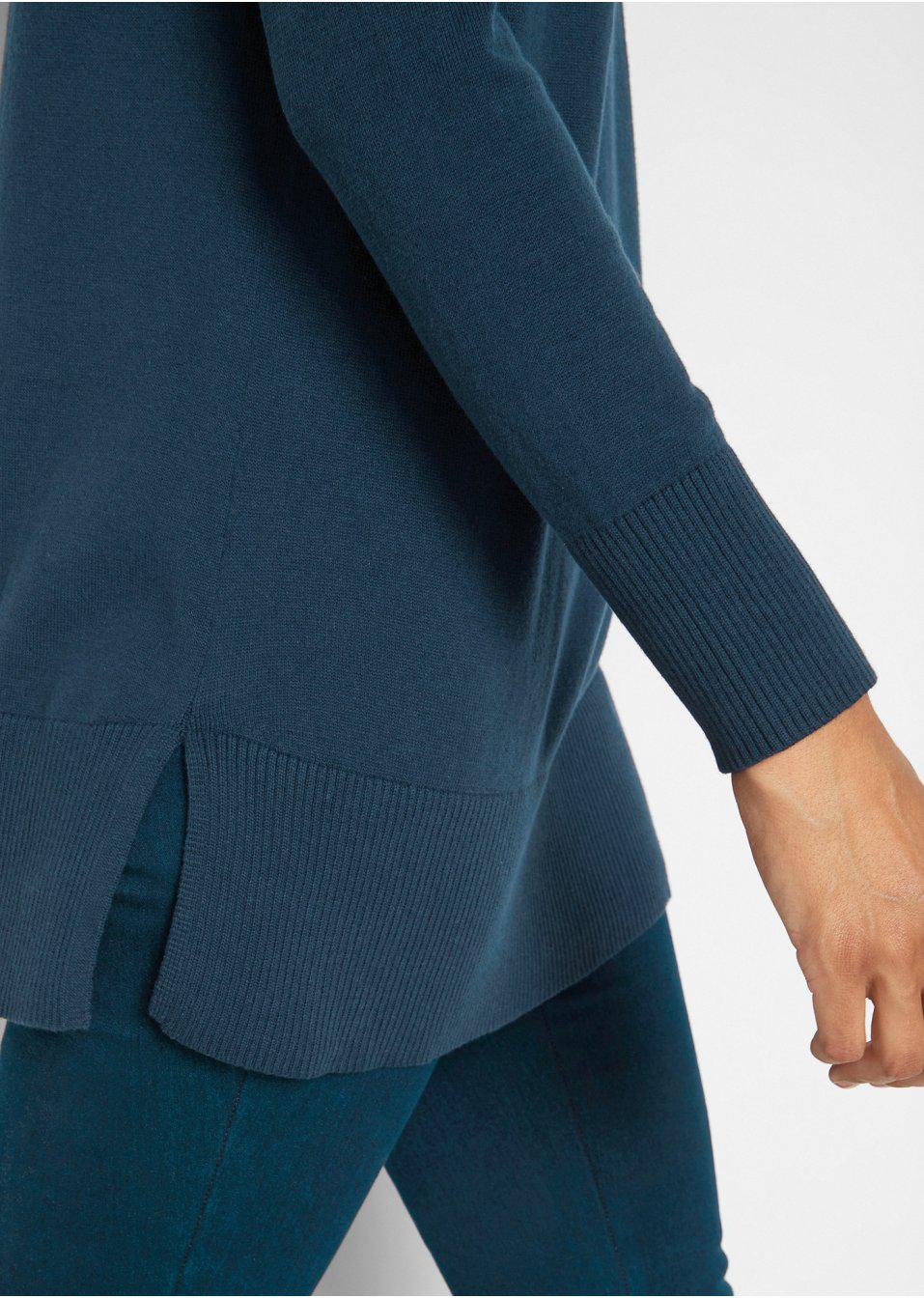 GRANATOWY SWETER V NECK