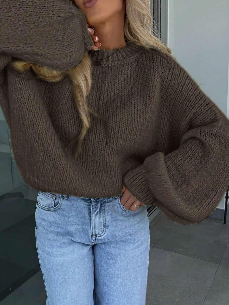 brązowy sweter dzianina