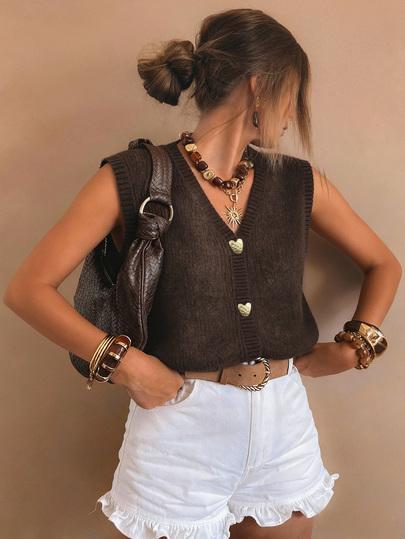 dzianinowy top v-neck 
