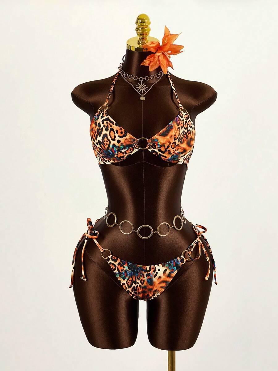 komplet bikini sarong animal print