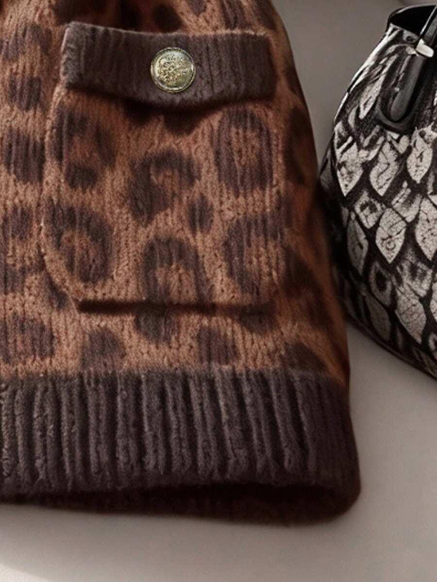 dzianinowa kamizelka animal print