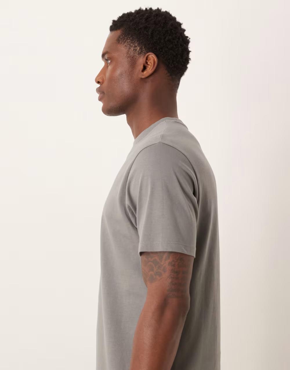 SZARY T-SHIRT OKRĄGŁY DEKOLT