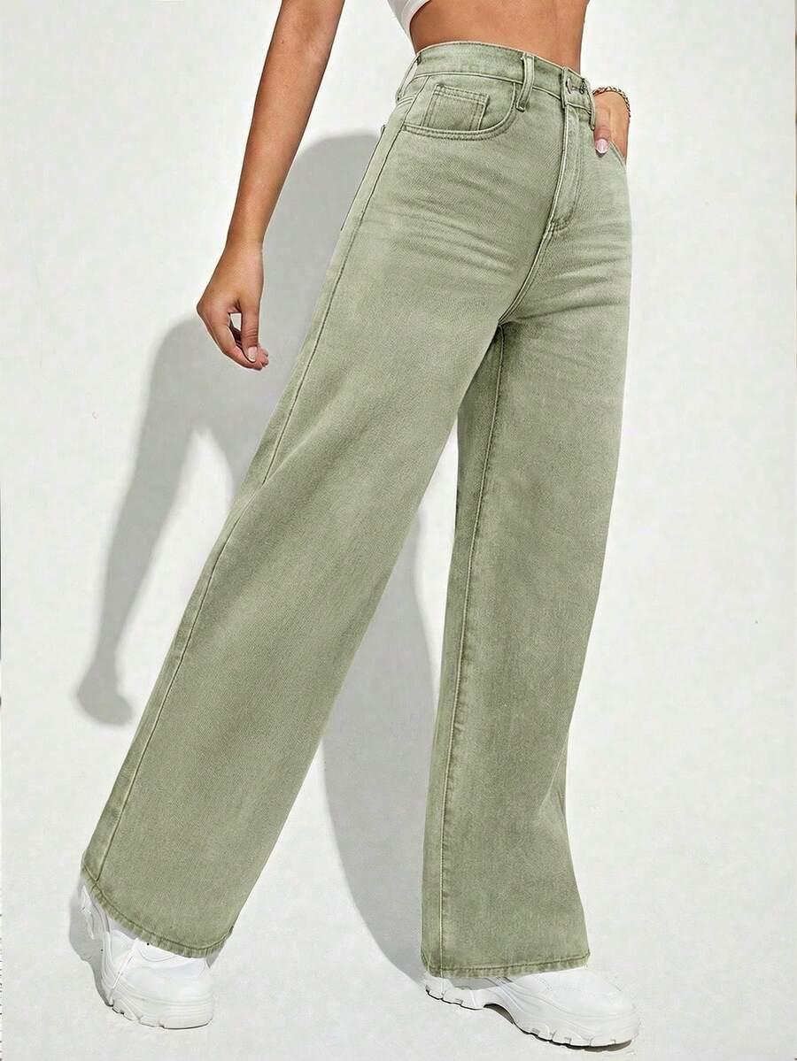 ZIELONE SPODNIE JEANS