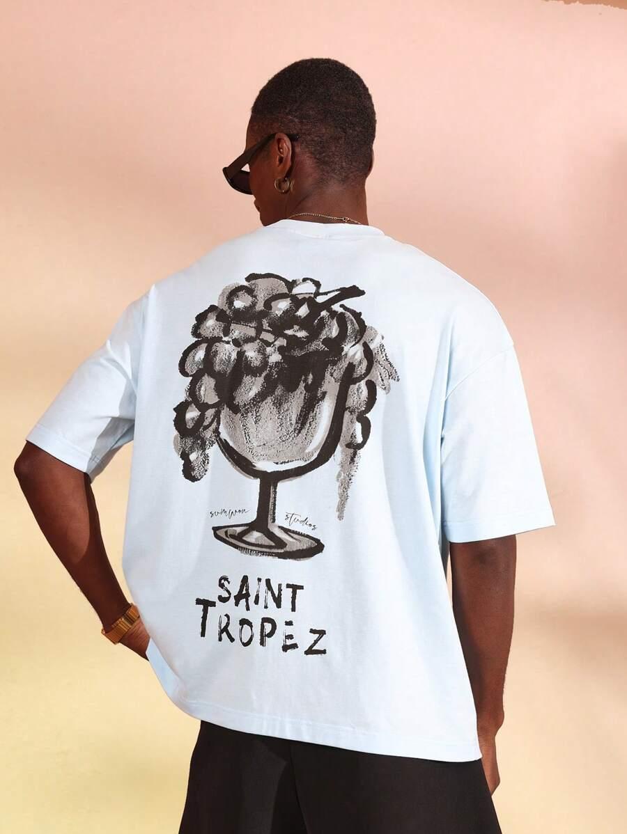 niebieski t-shirt print