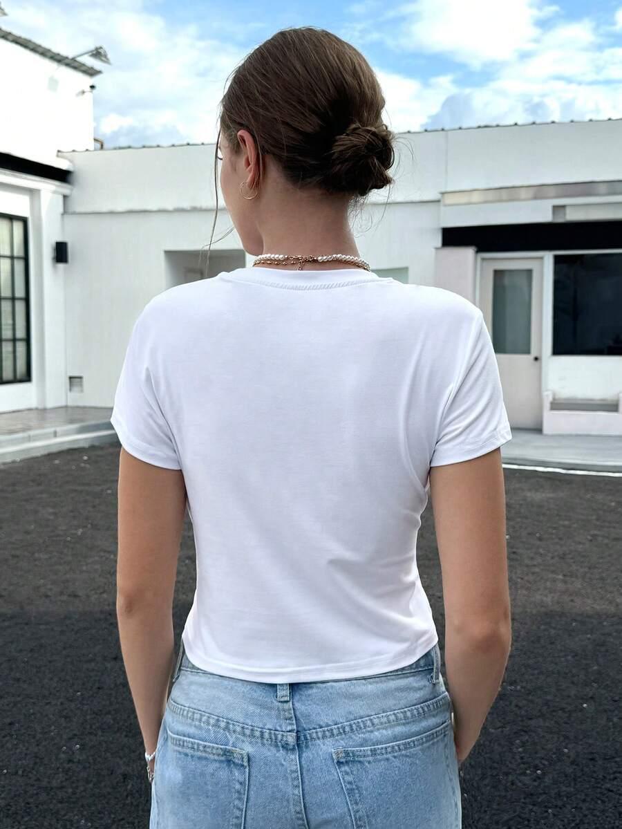 biały t-shirt nadruk 