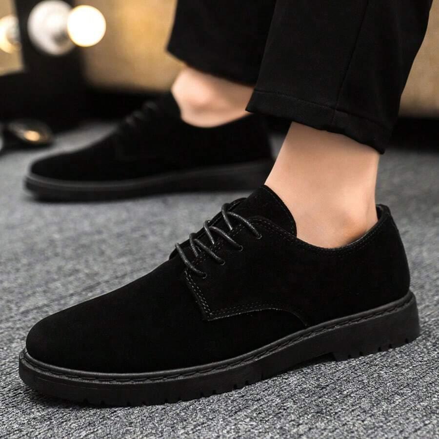 CZARNE BUTY TYPU OXFORD IMITACJA ZAMSZU