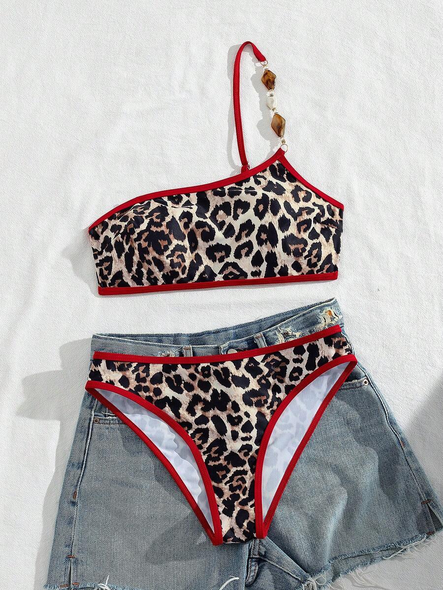 dwuczęściowy strój kąpielowy animal print
