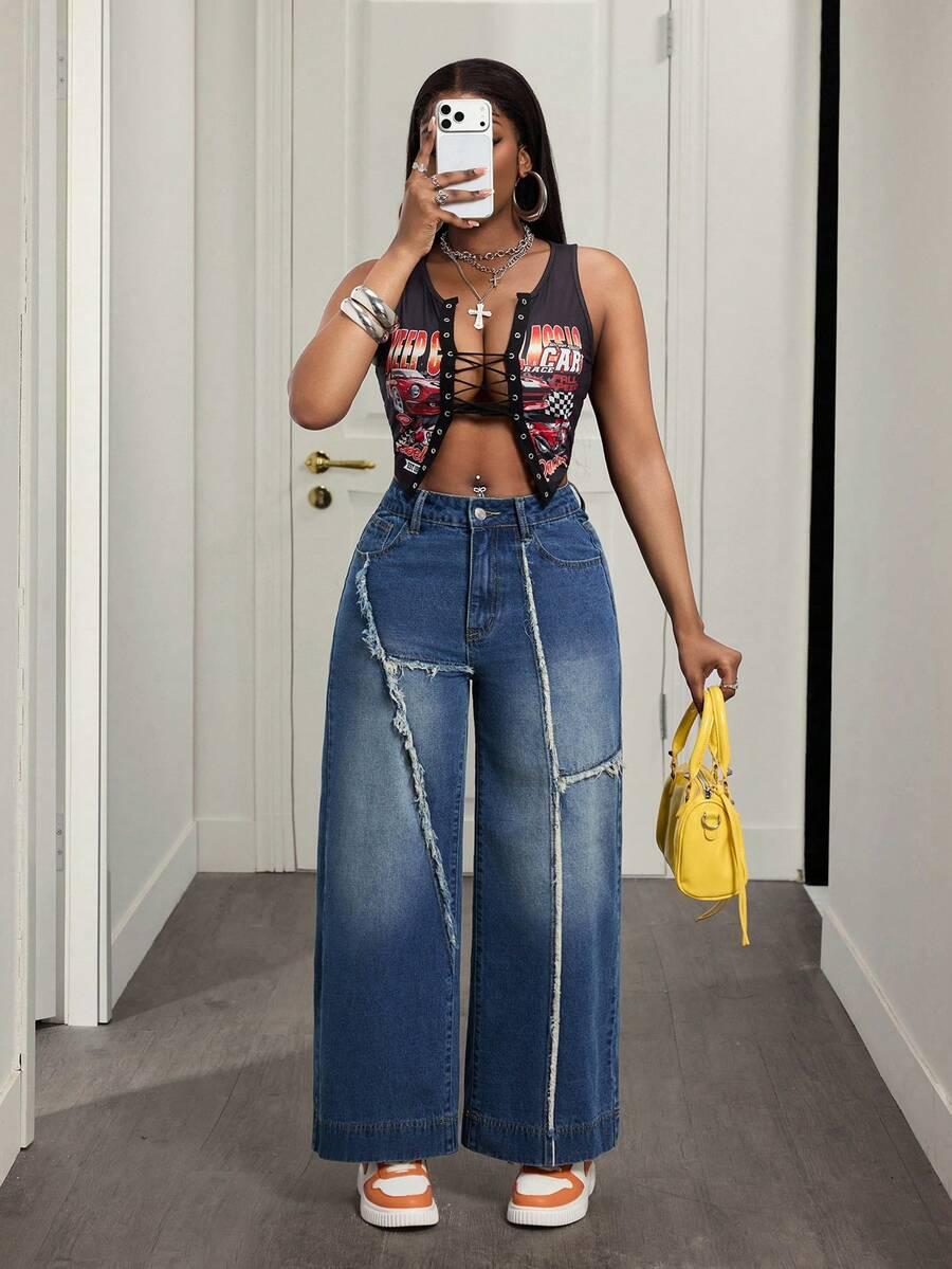 niebieskie spodnie jeans