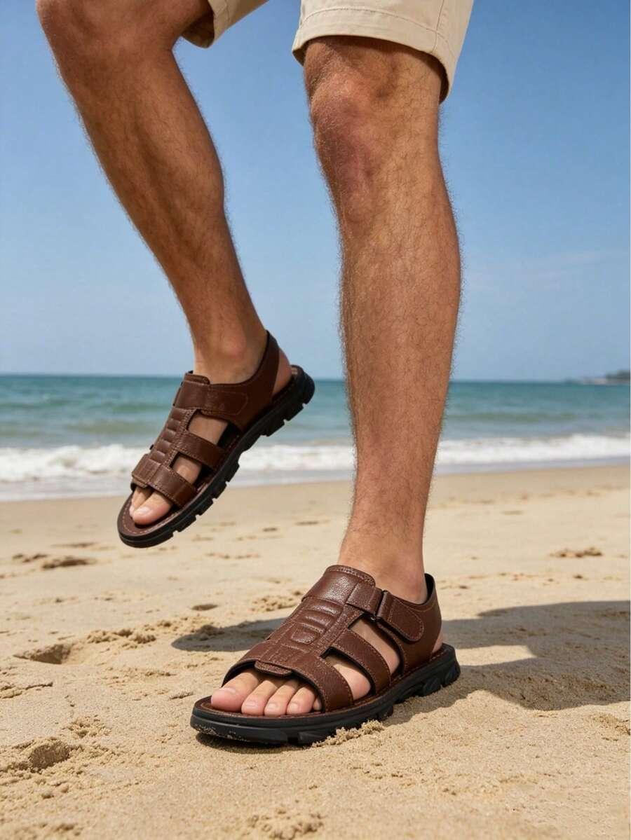 BRĄZOWE SANDAŁY IMITACJA SKÓRY