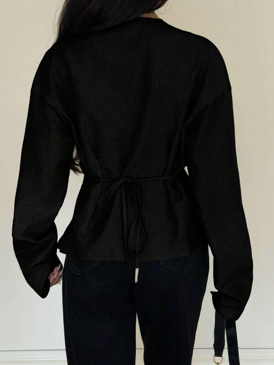 CZARNA KOSZULA V NECK 