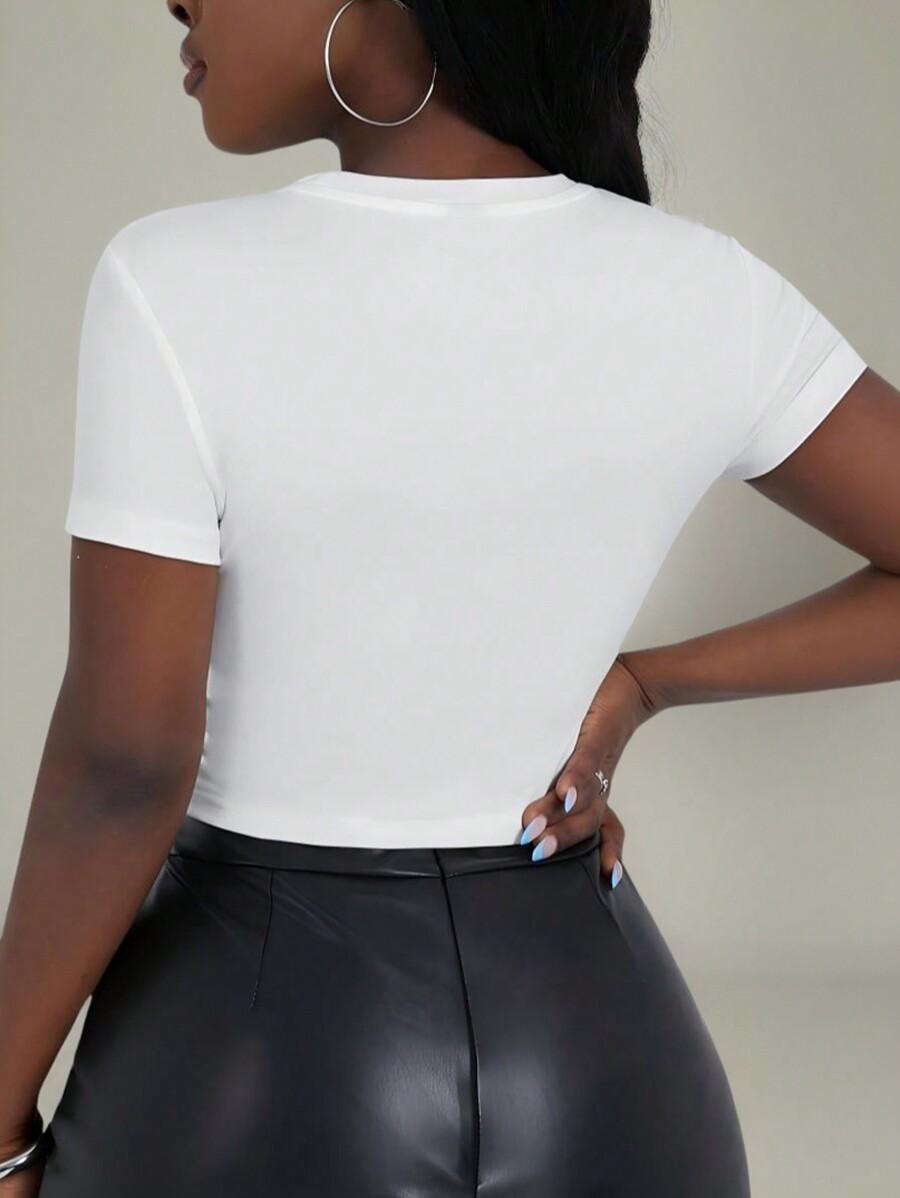 BIAŁY CROP TOP OKRĄGŁY DEKOLT 