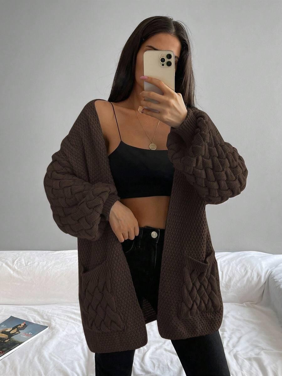 BRĄZOWY SWETER KARDIGAN
