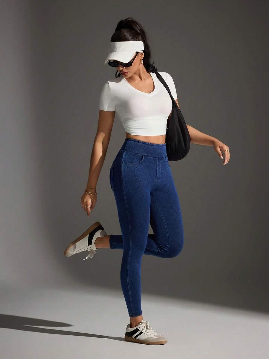 GRANATOWE SPODNIE CASUAL