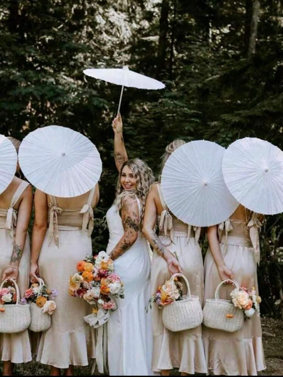 BIAŁY PAPIEROWY PARASOL 