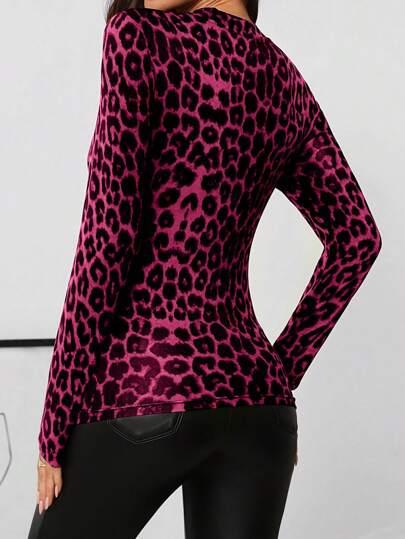 BLUZKA Z DŁUGIM RĘKAWEM ANIMAL PRINT