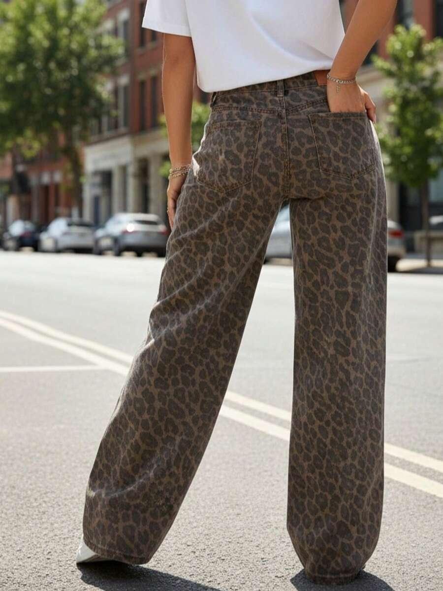  SPODNIE JEANS ANIMAL PRINT 