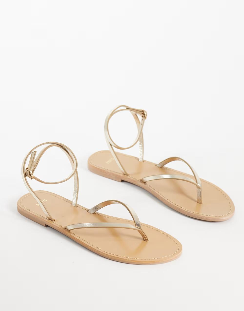 ZŁOTE SANDAŁY JAPONKI SKÓRA NATURALNA CASUAL