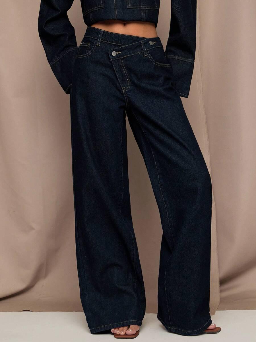 GRANATOWE SPODNIE JEANS