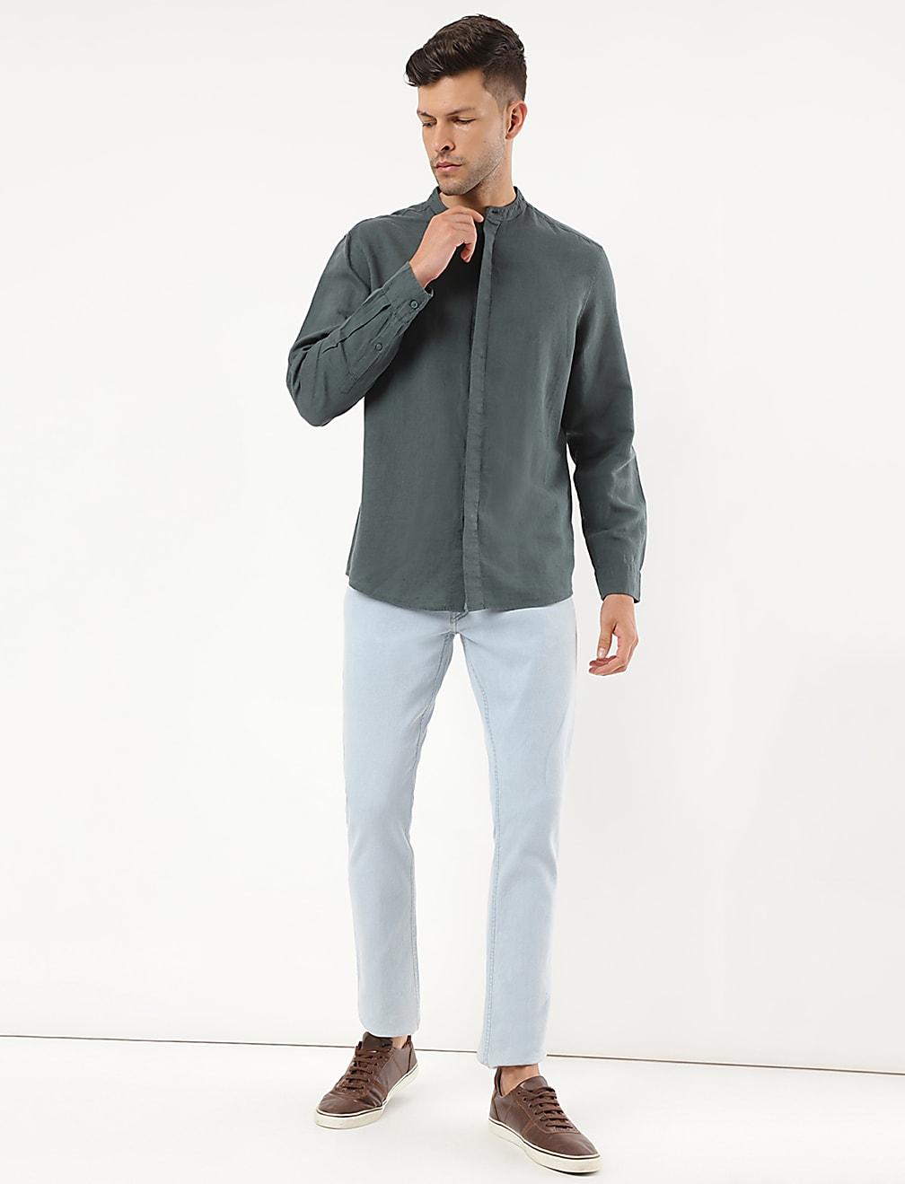lniana koszula długi rękaw T25-3915K-TY