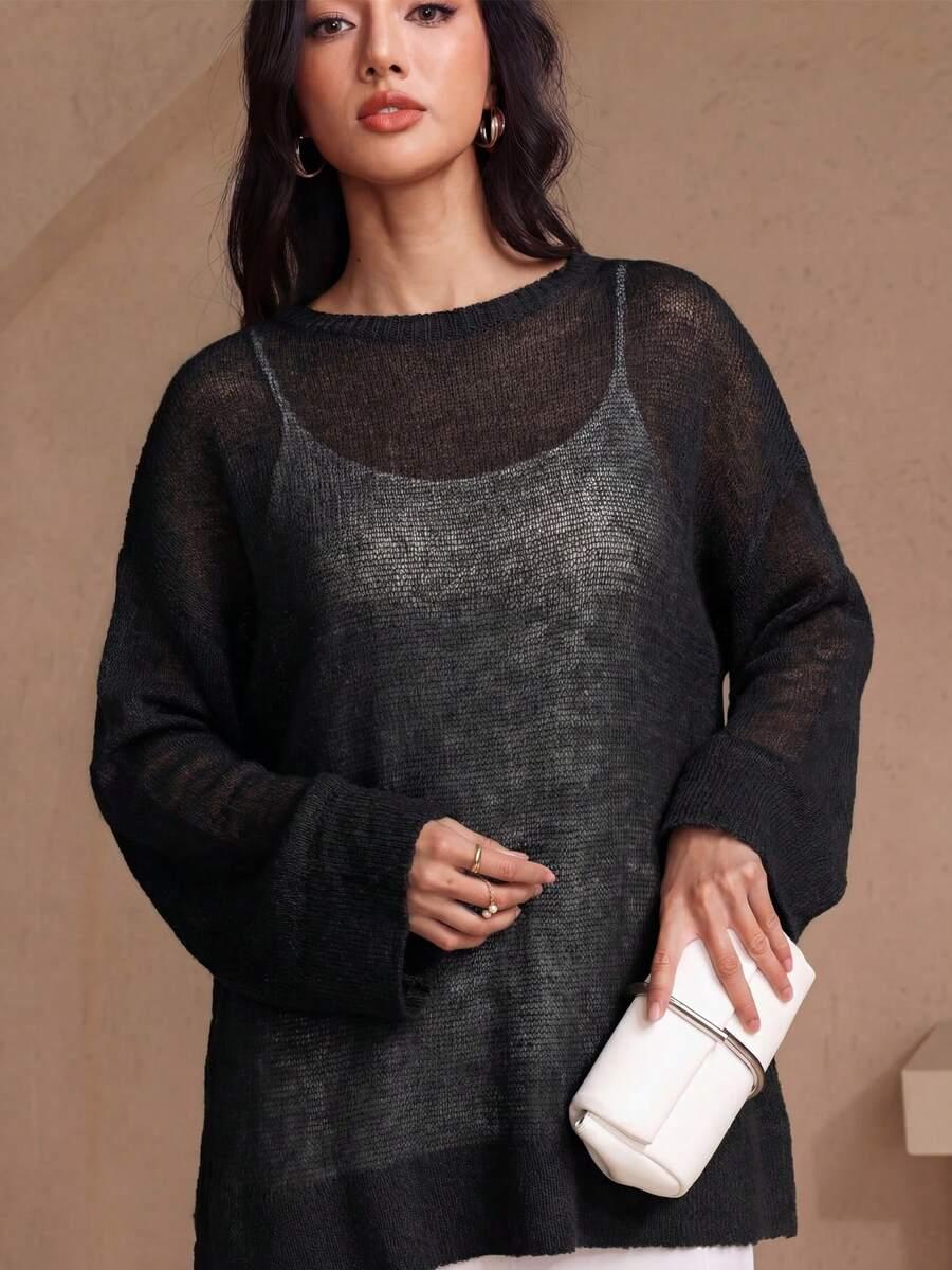 czarny dzianinowy sweter