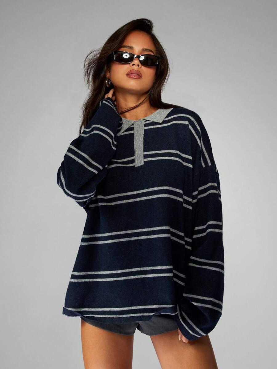 SWETER W PASKI KONTRAST