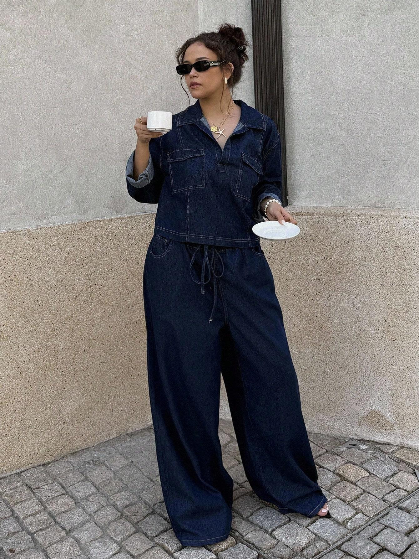 komplet bluza spodnie jeans